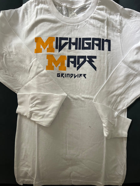 Michigan Made T Long Sleeved Full Print | White