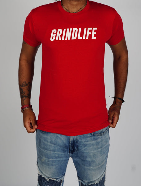 GrindLife Signature Logo Slim Fit T Red|White