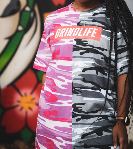 GrindLife Red Box Double Camo Split T Pink Black