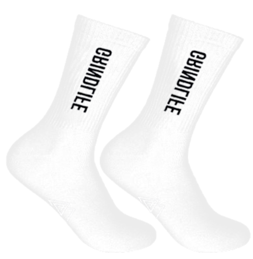 GrindLife Vertical Calf Cotton Socks White|Black